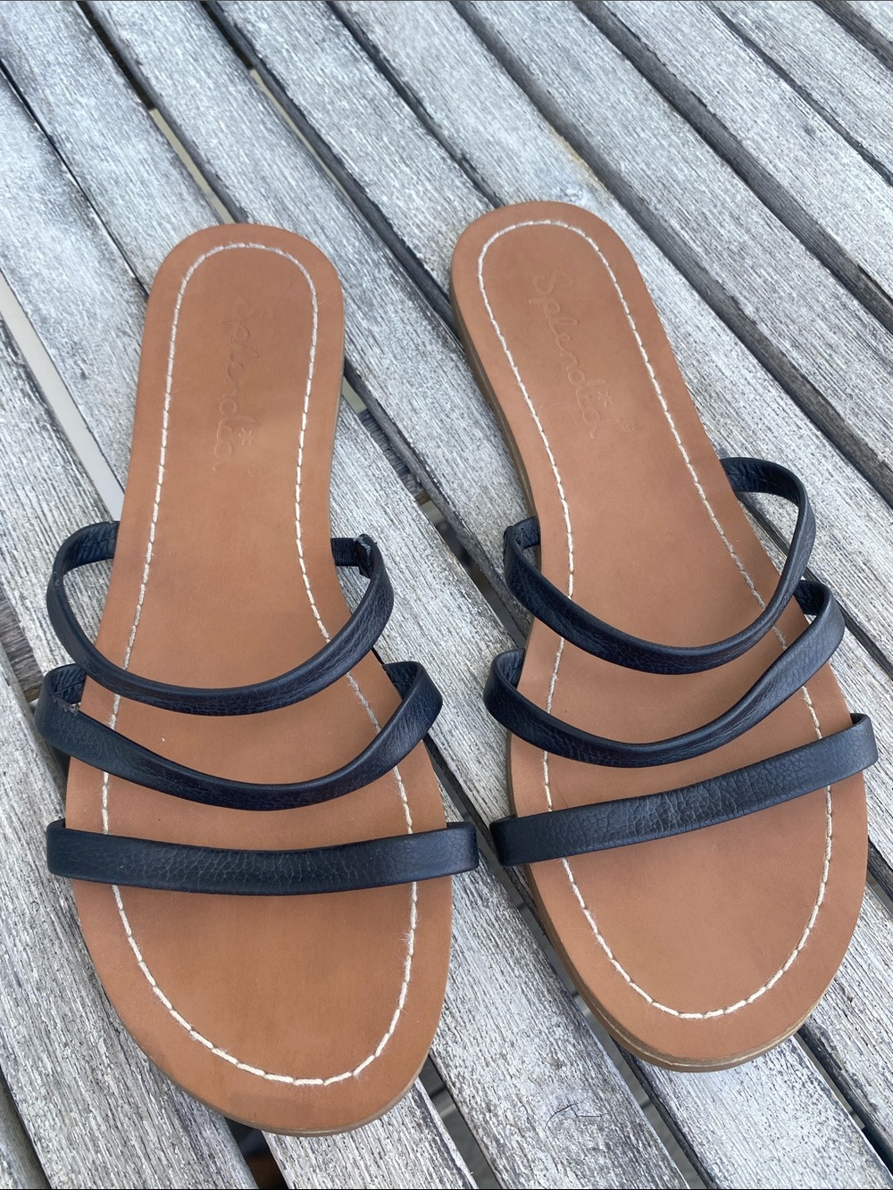 Black Strappy Slide Sandals - Women